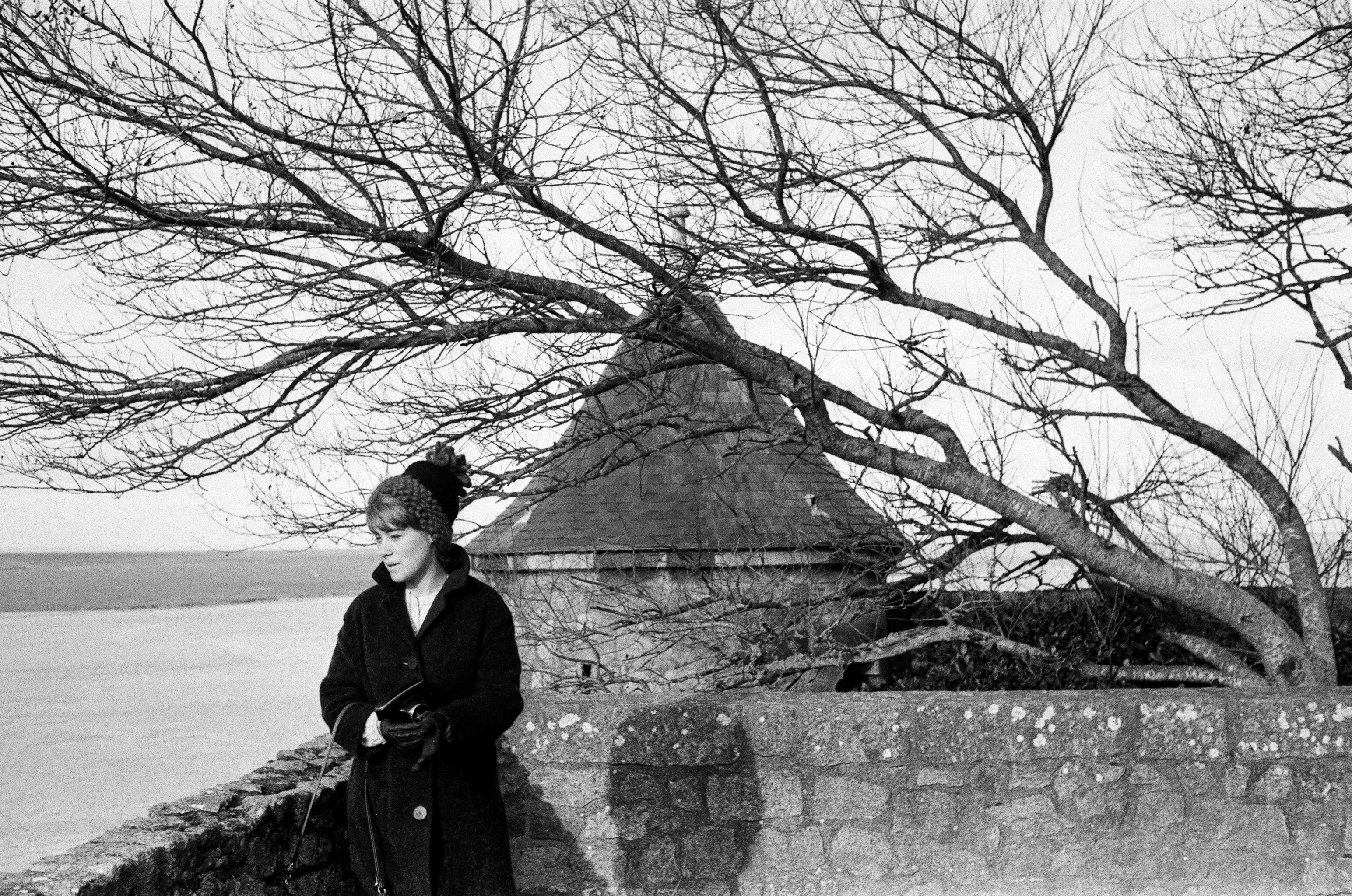 Student Teri Scotton on a study trip to Mont Saint Michel in 1965