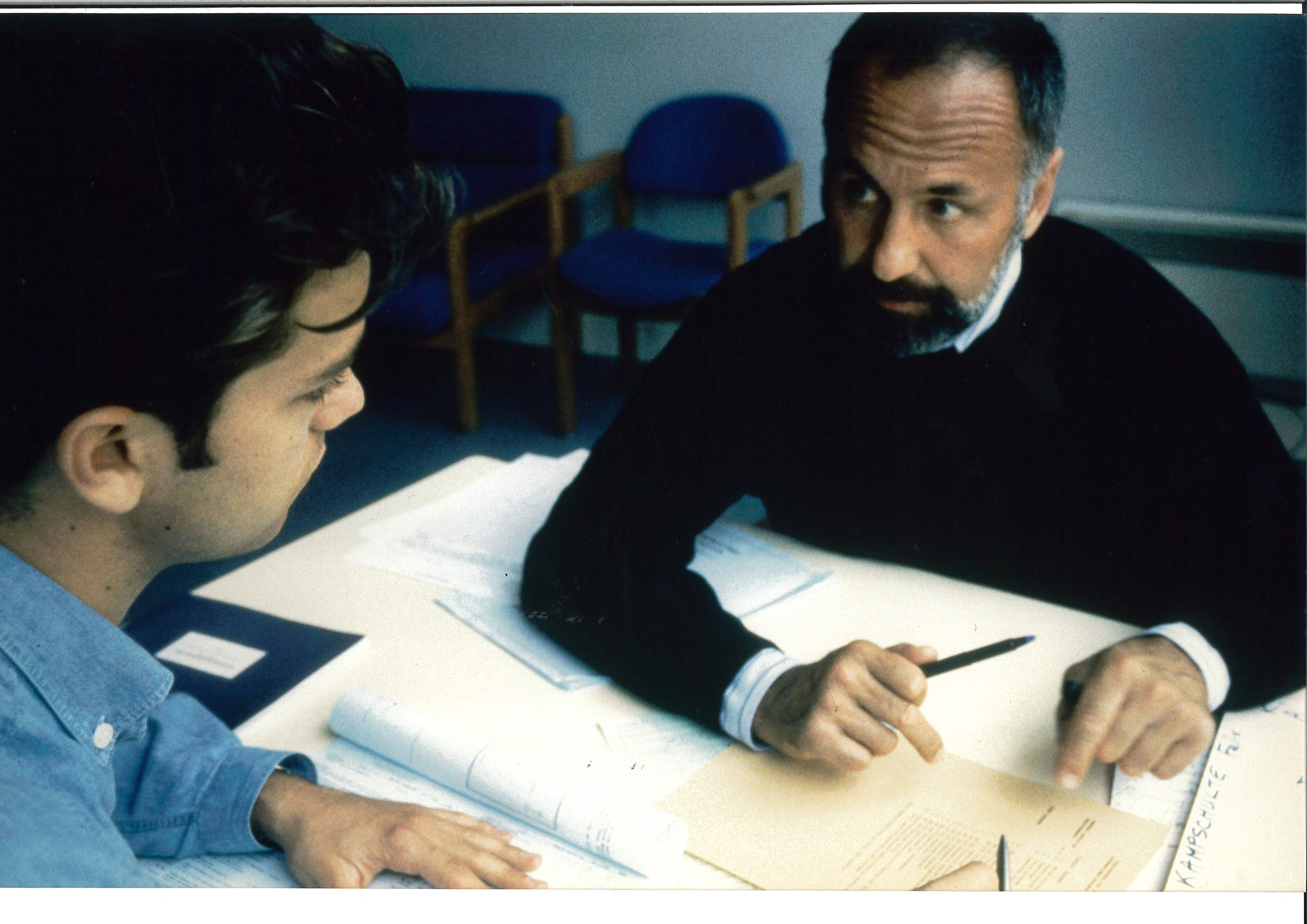 Advising session with professor and student in 1994