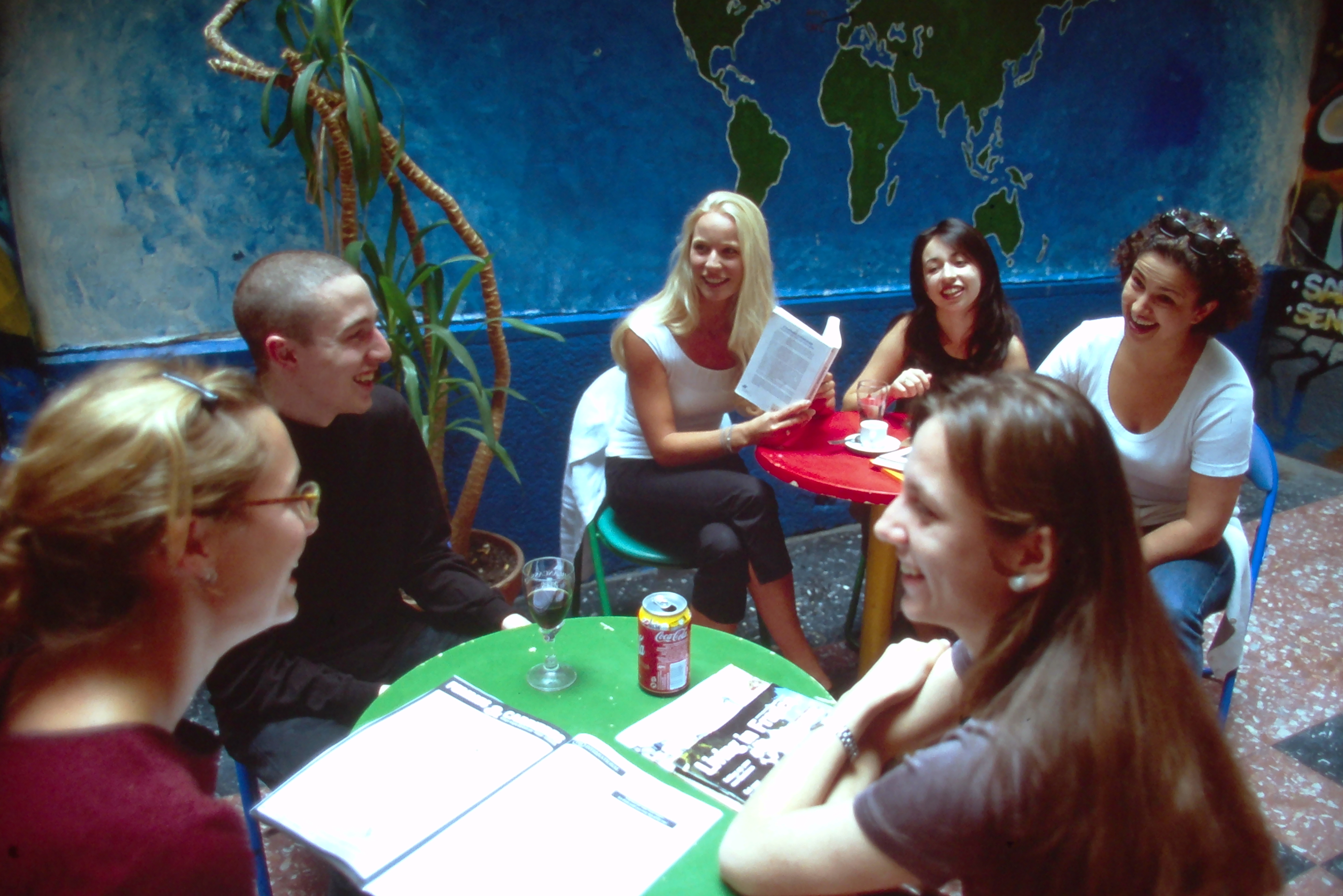 Students in conversation in 1997